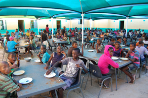 Kitchen and seating area at Omuhaturua Primary School Hostel